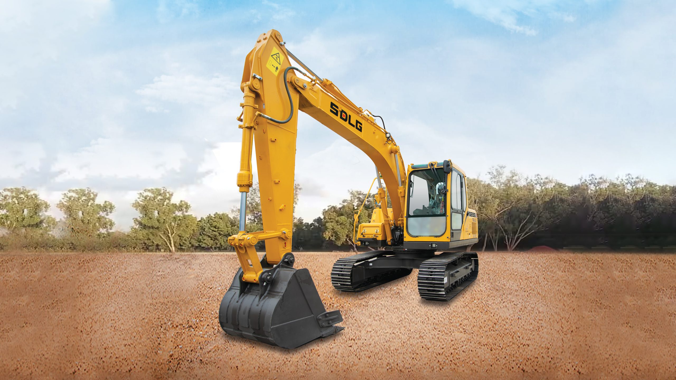 SDLG E6135Fi Excavators, three-quarter view