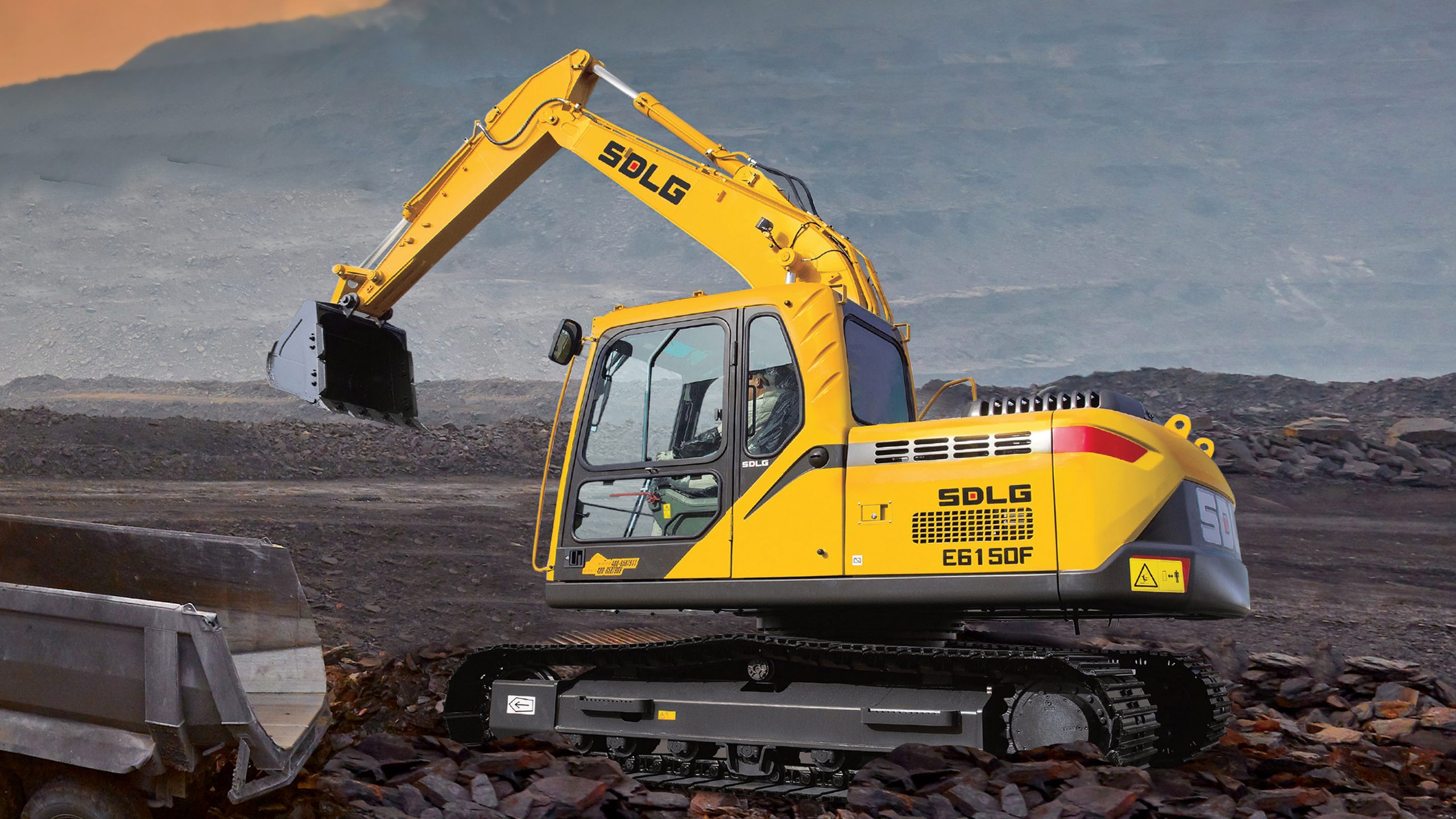 SDLG E6150F Excavators, three-quarter view