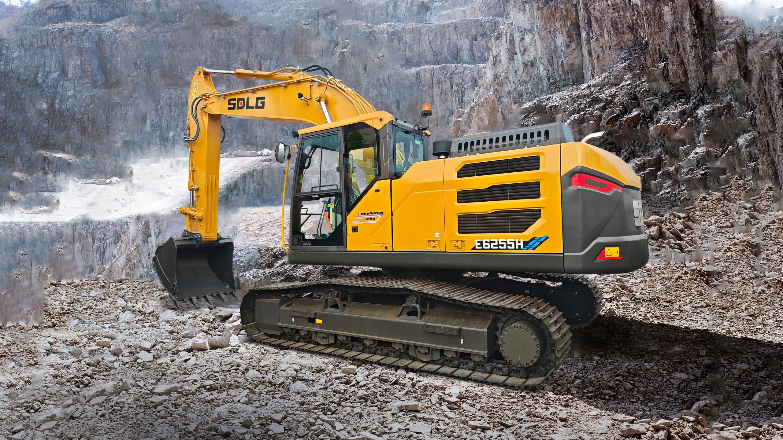 SDLG E6255H Excavators, three-quarter view