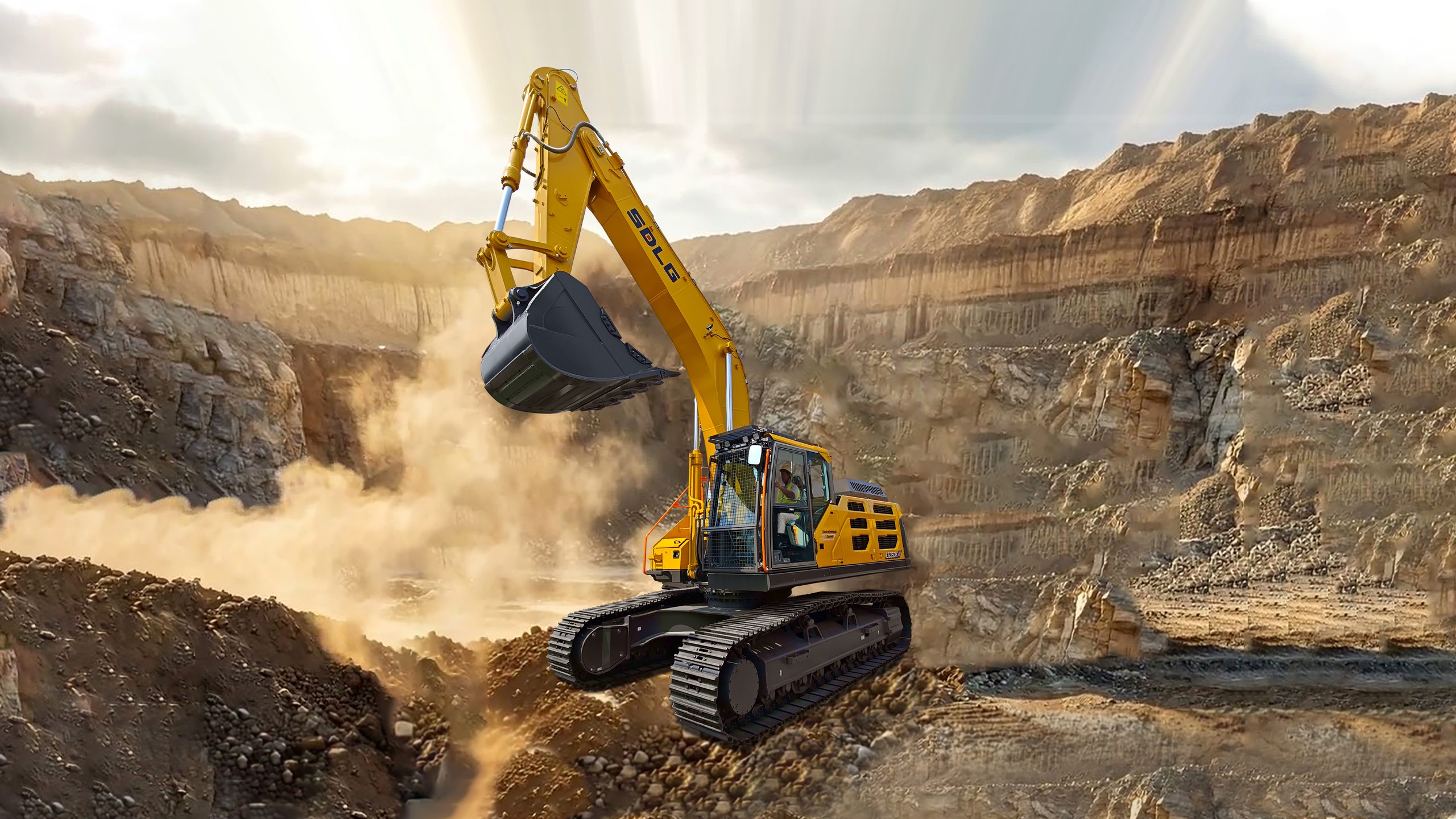 SDLG E6350H Excavators, three-quarter view